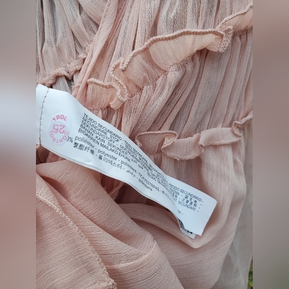 ZARA ruffle blouse large blush short sleeved top Sz Small blushpink - Picture 12 of 14